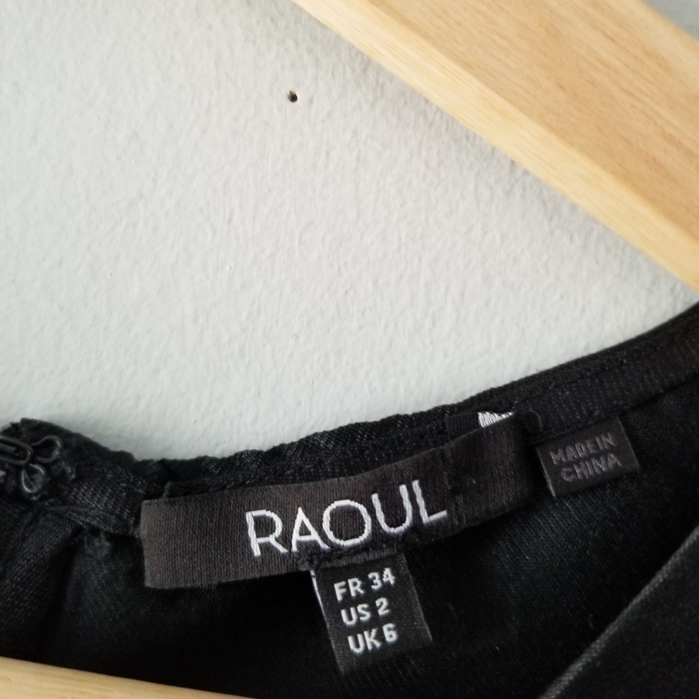 Raoul Silk Black Peplum Sleeveless Top 2 - Picture 4 of 6